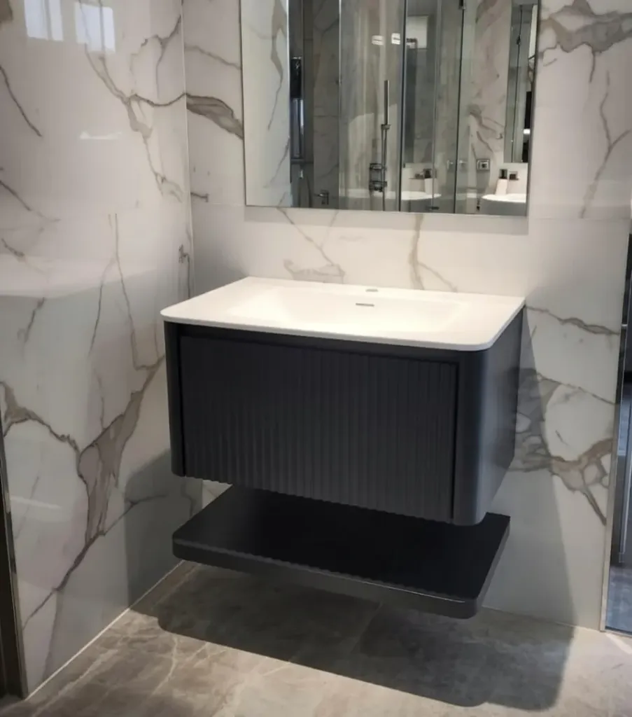 [BC4083-80MB] Mobilje Tualeti 80x50 cm Zezë Mat + Plan + Lavaman | PU008