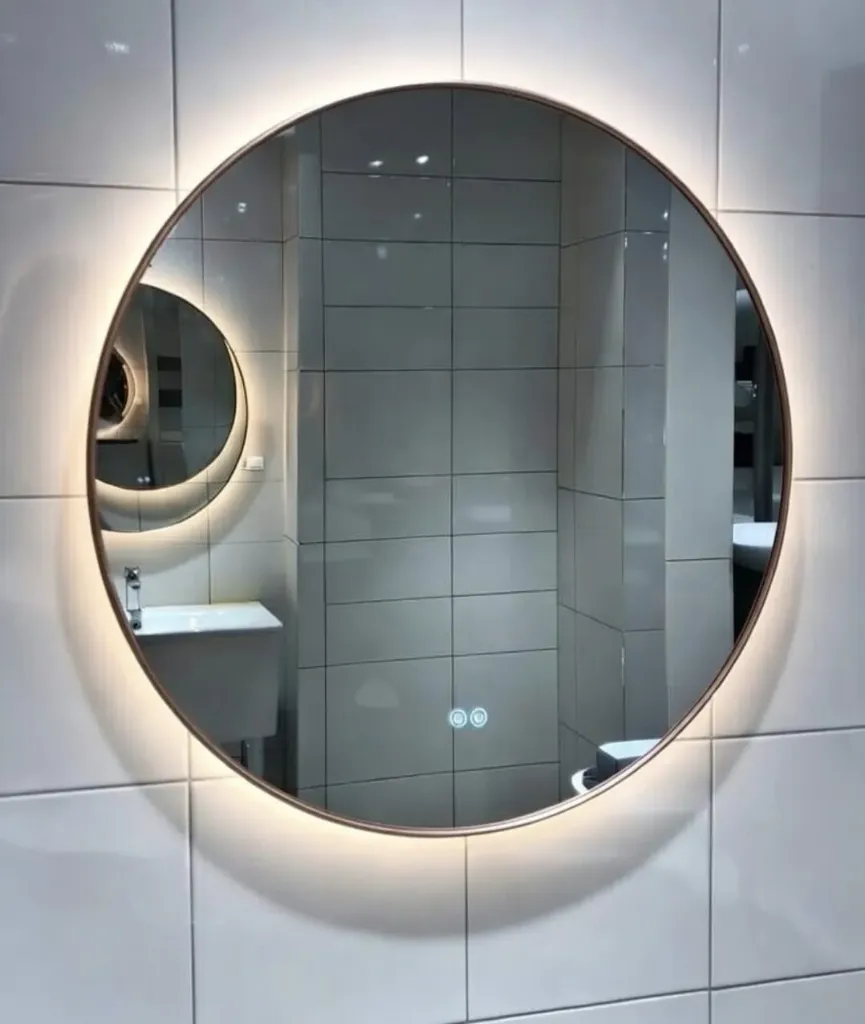 [KL910800B] Pasqyre Rrethore D80 Led Touch Antifog (Rose Gold)